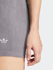 adidas Originals Grey Rib Wash Bike Shorts - Image 5 of 6