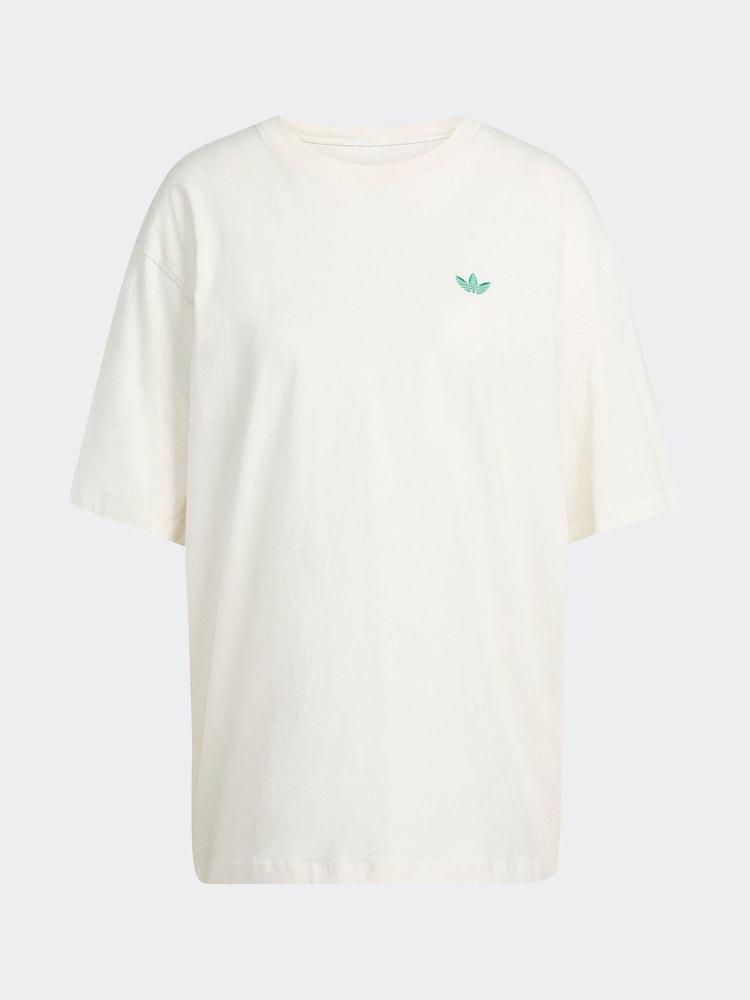 adidas Originals White Graphic Tennis Boyfriend 100% Cotton T-Shirt - Image 6 of 6