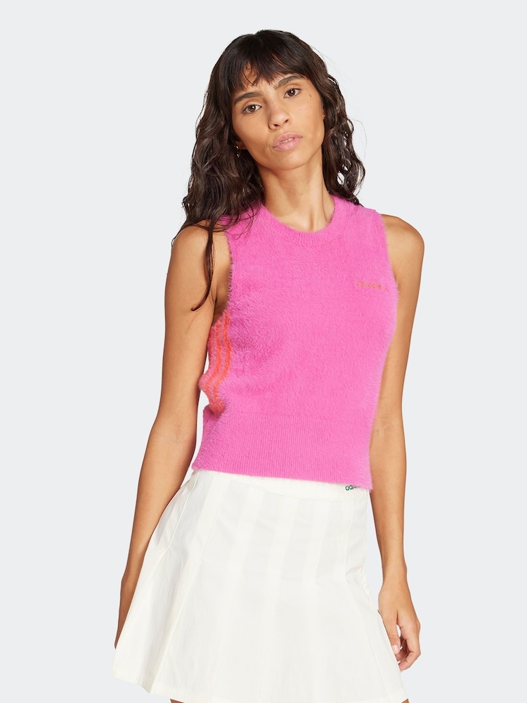 adidas Originals Pink Fluffy 3-Stripes Vest - Image 1 of 7