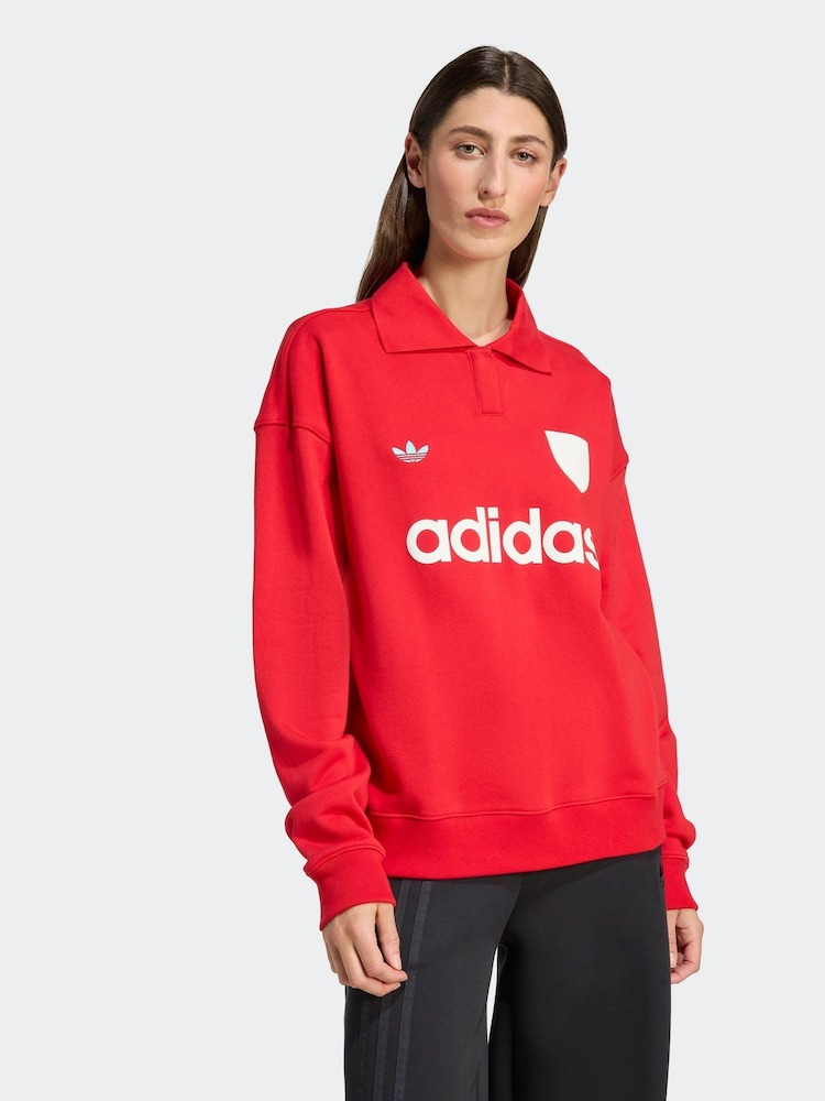 Adidas Red Footie Sweat Top - Image 1 of 6 Adidas Red Footie Sweat Top - Image 1 of 6
