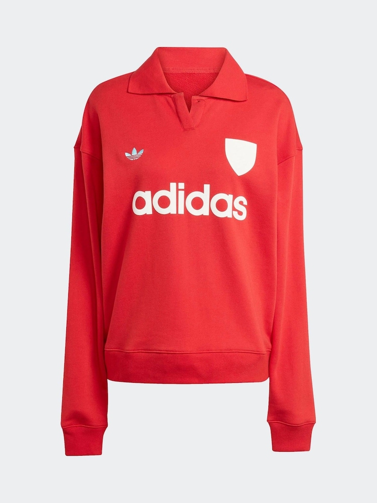 Adidas Red Footie Sweat Top - Image 6 of 6 Adidas Red Footie Sweat Top - Image 6 of 6