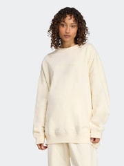 adidas Originals Brown Essentials Linear Oversize Crew Sweatshirt - Image 1 of 6