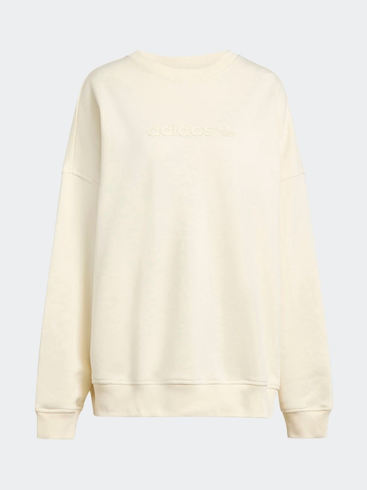 adidas Originals Brown Essentials Linear Oversize Crew Sweatshirt - Image 6 of 6