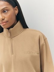 adidas Originals Brown Light Essentials Linear Oversizez Quarter  Zip Sweatshirt - Image 4 of 5