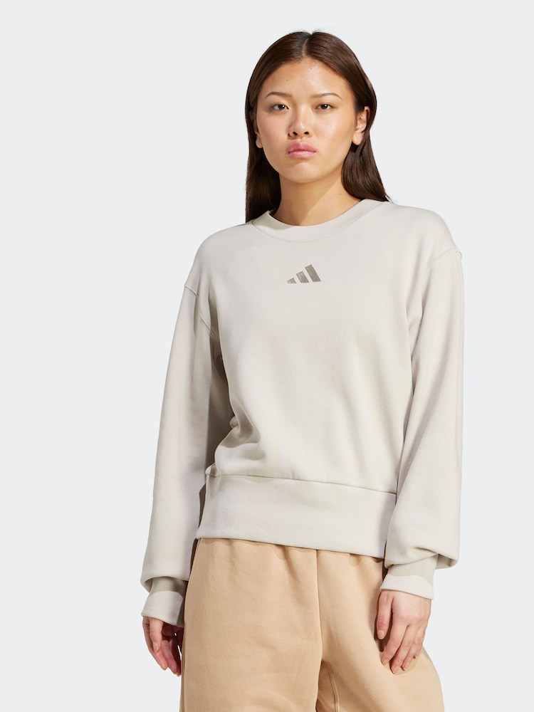 adidas Grey ALL SZN French Terry Regular Drop Shoulder 100% Cotton Sweatshirt - Image 1 of 6