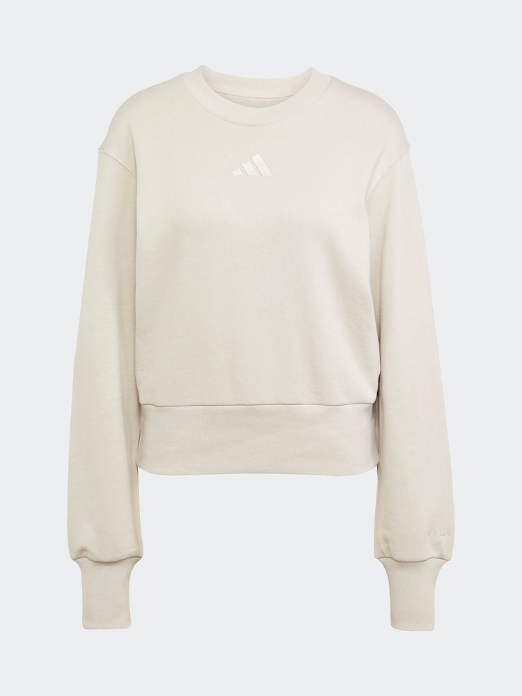 adidas Grey ALL SZN French Terry Regular Drop Shoulder 100% Cotton Sweatshirt - Image 6 of 6