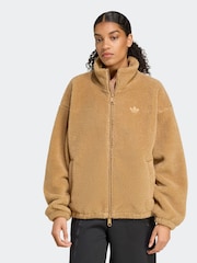 adidas Originals Brown Essentials Teddy Full Zip Jacket - Image 1 of 6