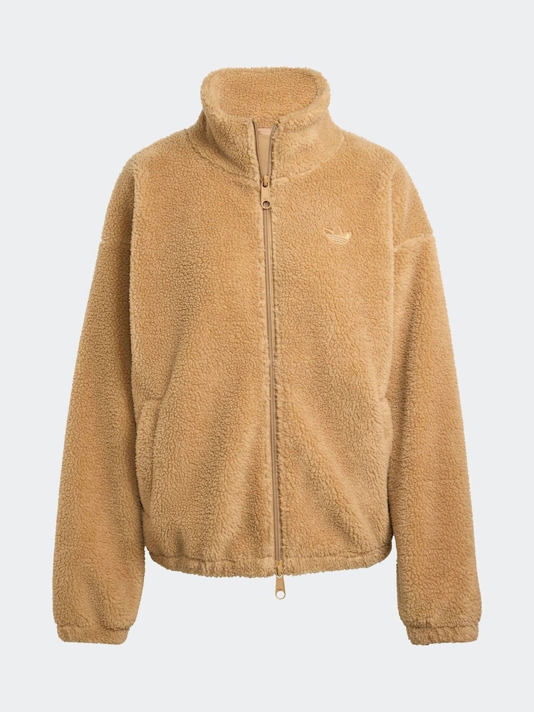 adidas Originals Brown Essentials Teddy Full Zip Jacket - Image 7 of 7