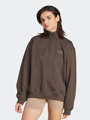 adidas Originals Green Essentials Linear Oversizez 1/4 Zip Sweatshirt - Image 1 of 6