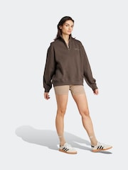 adidas Originals Green Essentials Linear Oversizez 1/4 Zip Sweatshirt - Image 3 of 6