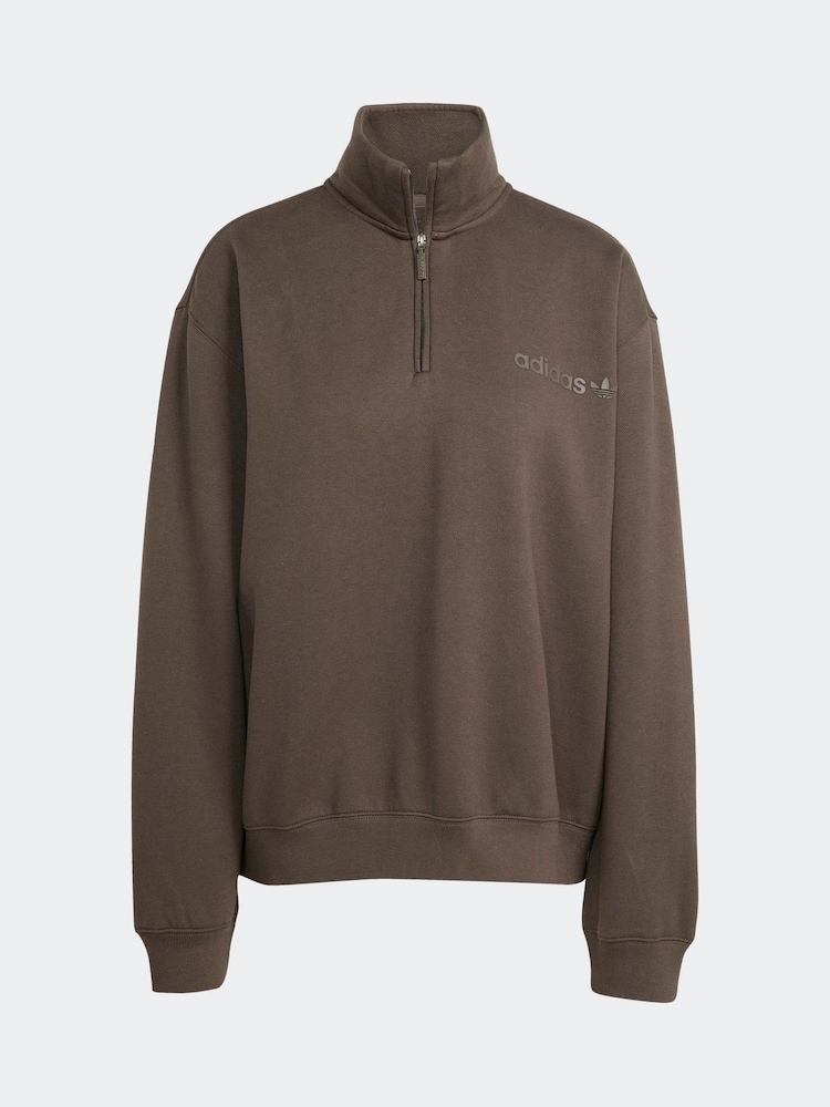 adidas Originals Green Essentials Linear Oversizez Quarter Zip Sweatshirt - Image 6 of 6 adidas Originals Green Essentials Linear Oversizez Quarter Zip Sweatshirt - Image 6 of 6