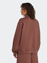 adidas Originals Brown Essentials Linear Oversizez 1/4 Zip Sweatshirt - Image 2 of 6
