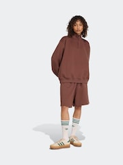 adidas Originals Brown Essentials Linear Oversizez 1/4 Zip Sweatshirt - Image 3 of 6