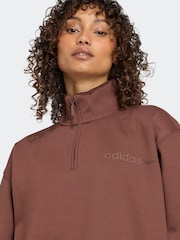 adidas Originals Brown Essentials Linear Oversizez 1/4 Zip Sweatshirt - Image 4 of 6