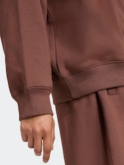 adidas Originals Brown Essentials Linear Oversizez 1/4 Zip Sweatshirt - Image 5 of 6