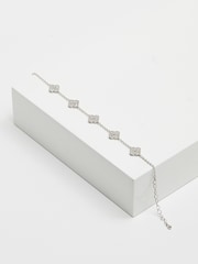 Jon Richard Silver Plated Rhodium Pave Station Clover Bracelet - Image 2 of 4