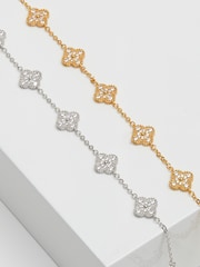 Jon Richard Silver Plated Rhodium Pave Station Clover Bracelet - Image 4 of 4