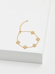 Jon Richard Gold Plated Pave Station Clover Bracelet - Image 1 of 2