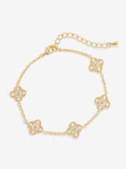 Jon Richard Gold Plated Pave Station Clover Bracelet - Image 2 of 2