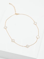 Jon Richard Gold Plated And Mother of Pearl Station Clover Necklace - Image 1 of 2