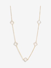 Jon Richard Gold Plated And Mother of Pearl Station Clover Necklace - Image 2 of 2