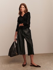 Black Long Sleeve Flocked Mesh Cardigan - Image 2 of 8