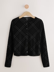 Black Long Sleeve Flocked Mesh Cardigan - Image 6 of 8