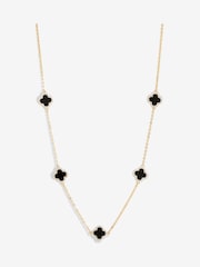 Jon Richard Gold Plated And Jet Station Clover Necklace - Image 2 of 2