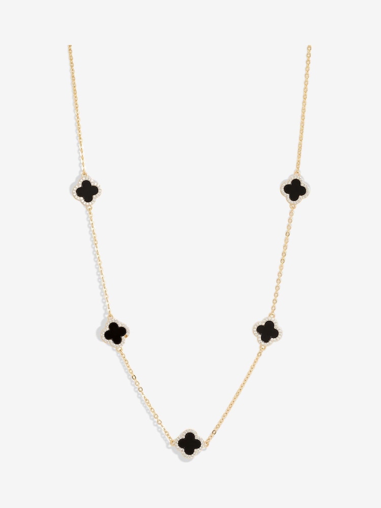 Jon Richard Gold Plated And Jet Station Clover Necklace - Image 2 of 2