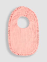 JoJo Maman Bébé Pink Baby Muslin Frill Bib - Image 1 of 3