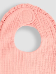 JoJo Maman Bébé Pink Baby Muslin Frill Bib - Image 2 of 3