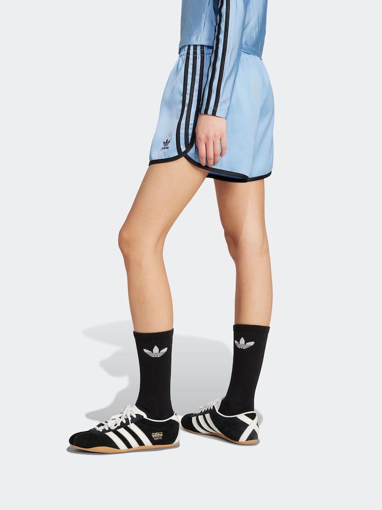 adidas Originals Blue Sky Adicolour 3-Stripes Sprinter Shorts - Image 2 of 6