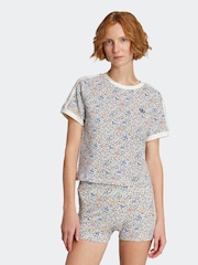 adidas Originals White Liberty Print Cali T-Shirt - Image 1 of 5