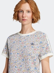 adidas Originals White Liberty Print Cali T-Shirt - Image 5 of 5