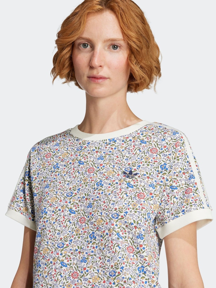 adidas Originals White Liberty Print Cali T-Shirt - Image 5 of 5