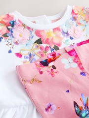 Baker by Ted Baker 2 Piece Pink Peplum T-Shirt & Printed Leggings Set - Image 3 of 8