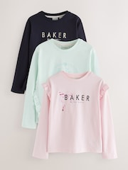 Baker by Ted Baker Graphic Print Frill Long Sleeve T-Shirts 3 Pack - Image 1 of 9