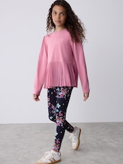 Baker by Ted Baker Dusky Pink Back Pleat Top & Printed Leggings Set 2 Piece - Image 1 of 14