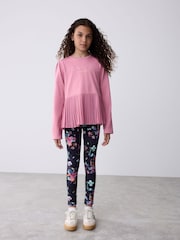 Baker by Ted Baker Dusky Pink Back Pleat Top & Printed Leggings Set 2 Piece - Image 2 of 14