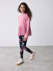Baker by Ted Baker Dusky Pink Back Pleat Top & Printed Leggings Set 2 Piece - Image 3 of 14