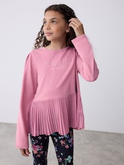 Baker by Ted Baker Dusky Pink Back Pleat Top & Printed Leggings Set 2 Piece - Image 4 of 14