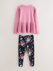 Baker by Ted Baker Dusky Pink Back Pleat Top & Printed Leggings Set 2 Piece - Image 9 of 14