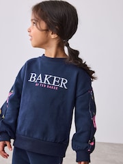 Baker by Ted Baker Floral Print Panel Sweat & Wide Leg Joggers Set 2 Piece - Image 4 of 11