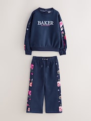 Baker by Ted Baker Floral Print Panel Sweat & Wide Leg Joggers Set 2 Piece - Image 6 of 11