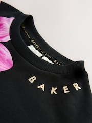 Baker by Ted Baker Flower Print Black Sweat Top and Leggings Set 2 Piece - Image 13 of 13