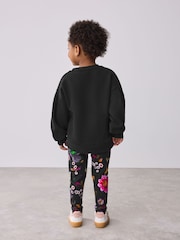 Baker by Ted Baker Flower Print Black Sweat Top and Leggings Set 2 Piece - Image 3 of 13