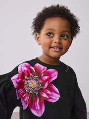 Baker by Ted Baker Flower Print Black Sweat Top and Leggings Set 2 Piece - Image 4 of 13