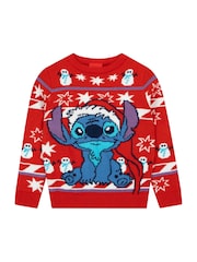 Character Red Disney Lilo And Stitch Christmas Jumper - Image 1 of 6