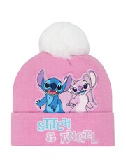Character Pink Disney Lilo & Stitch Bobble Hat, Snood and Gloves Set - Image 2 of 5