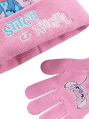 Character Pink Disney Lilo & Stitch Bobble Hat, Snood and Gloves Set - Image 5 of 5